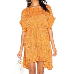 Free People One Fine Day Ditsy Floral Mini Dress In Yellow Size Large